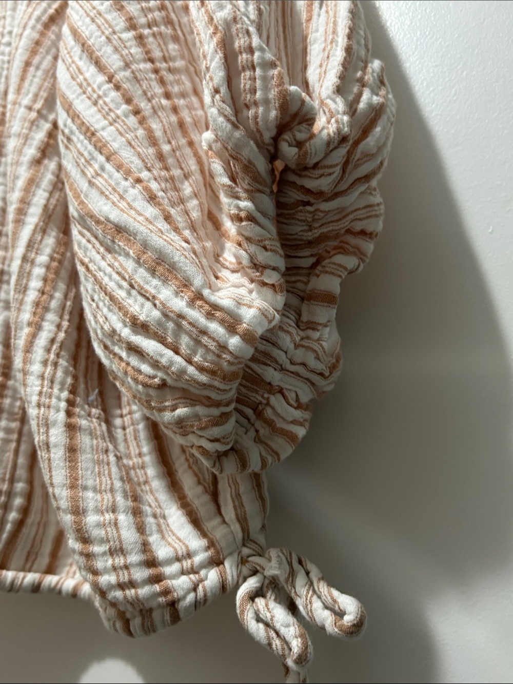 100% Cotton Just Living the Life Striped Boho Cottagecore Peasant Blouse Small - Picture 5 of 6